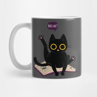 Who Me? Cat on book Mug